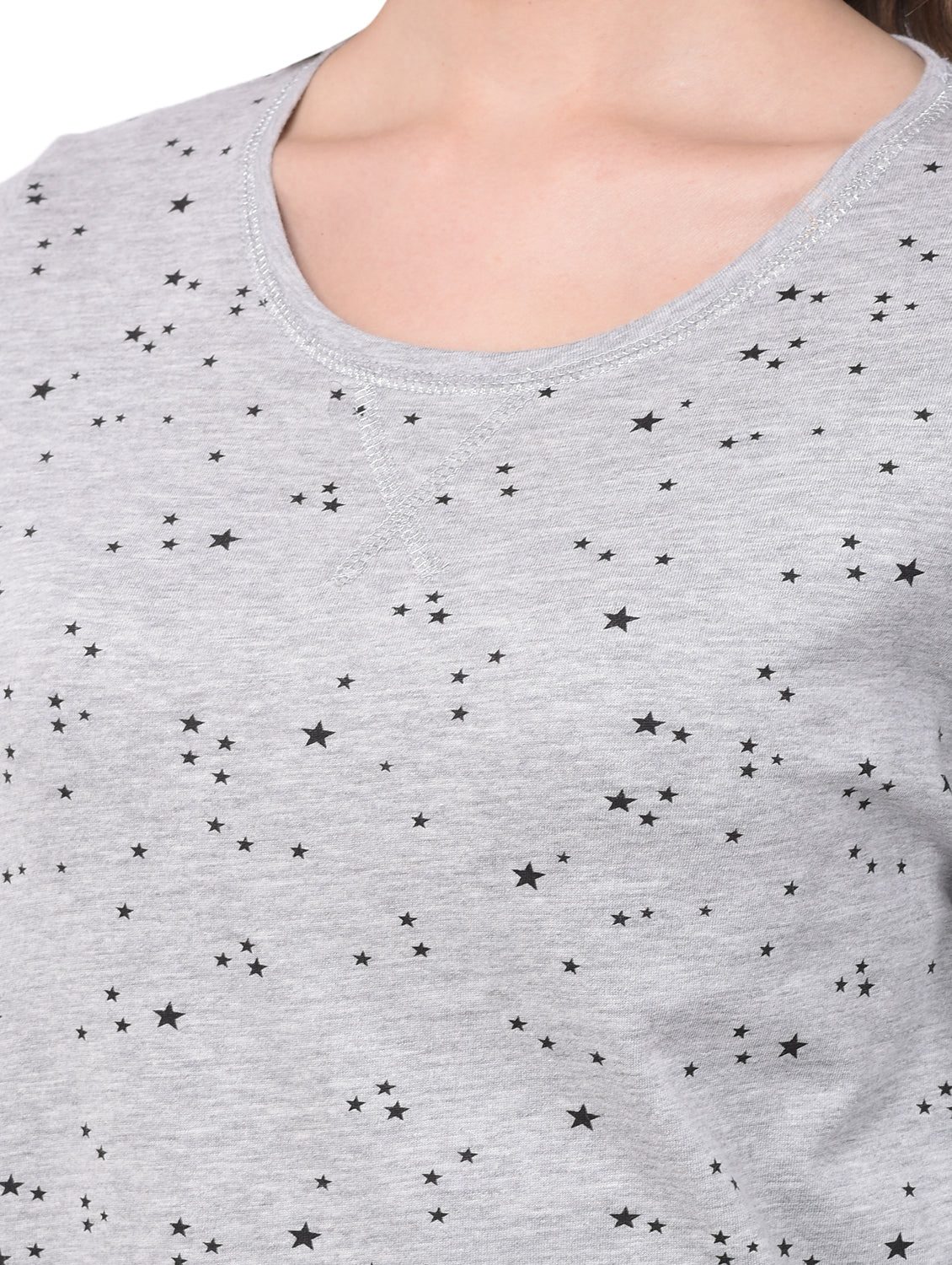 Printed Women Grey T-Shirt