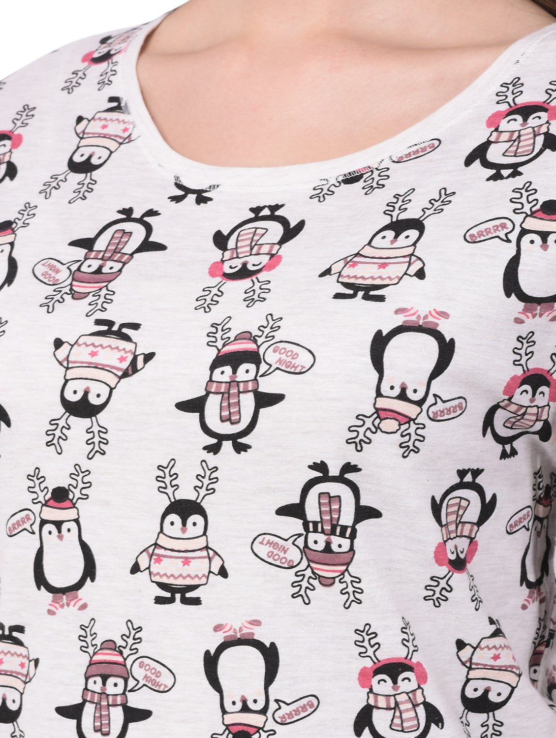 All over Printed Women Off white T-Shirt (92elmnts)