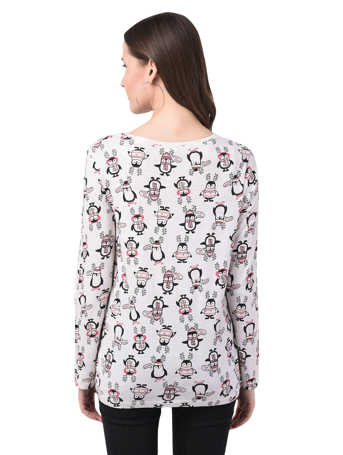 All over Printed Women Off white T-Shirt (92elmnts)