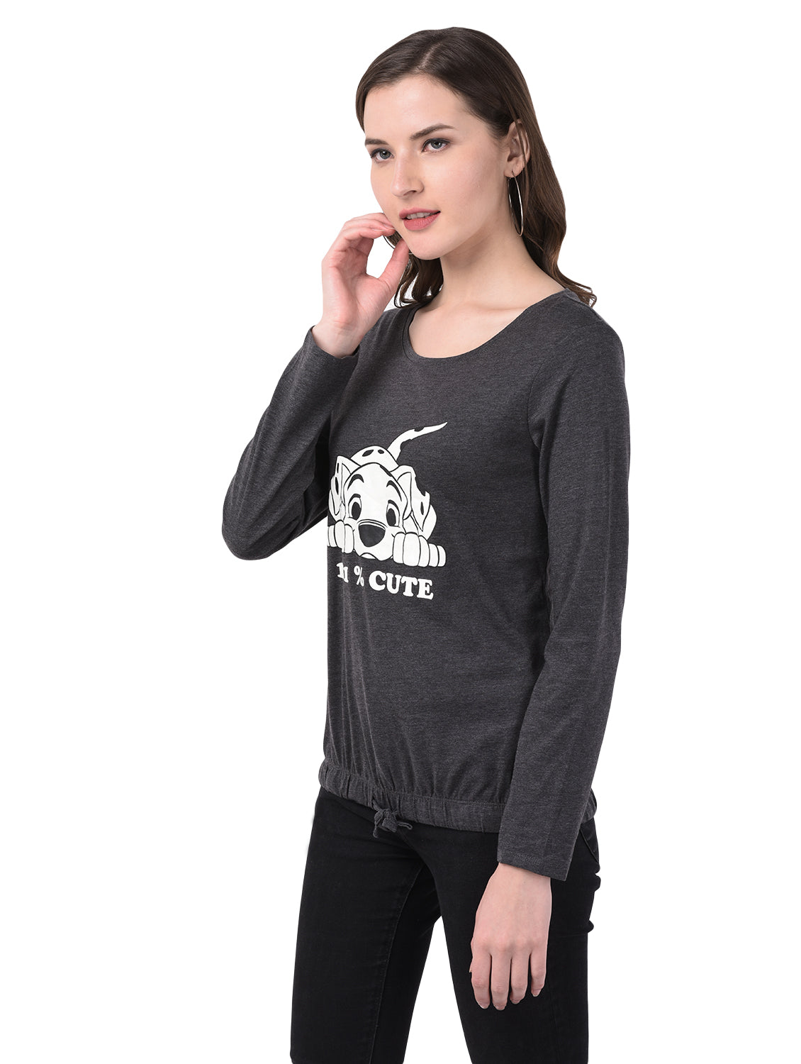 Graphic Print Women White, Grey T-Shirt