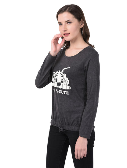 Graphic Print Women White, Grey T-Shirt