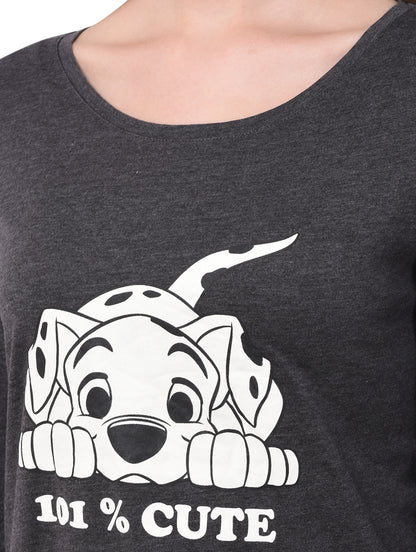 Graphic Print Women White, Grey T-Shirt