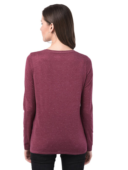 Printed Women Maroon T-Shirt