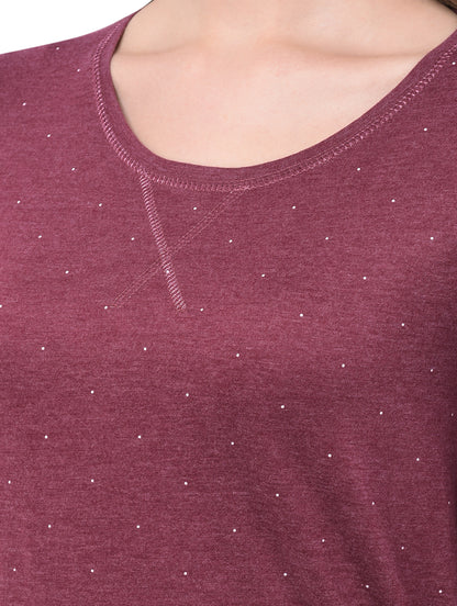 Printed Women Maroon T-Shirt
