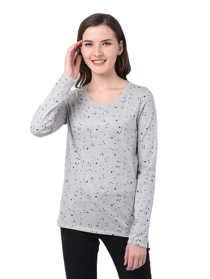 Printed Women Grey T-Shirt